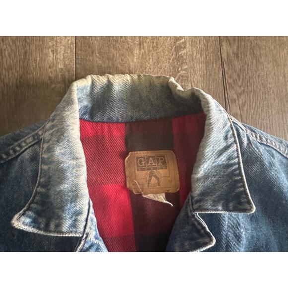 Vintage Gap Denim Jean Insulated Flannel Trucker Jacket Size Medium Y2K 90s - Picture 6 of 8